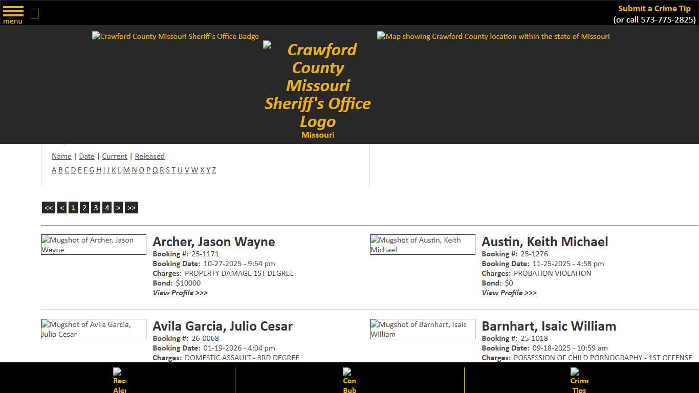 Inmate Roster - Current Inmates - Crawford County Sheriff MO