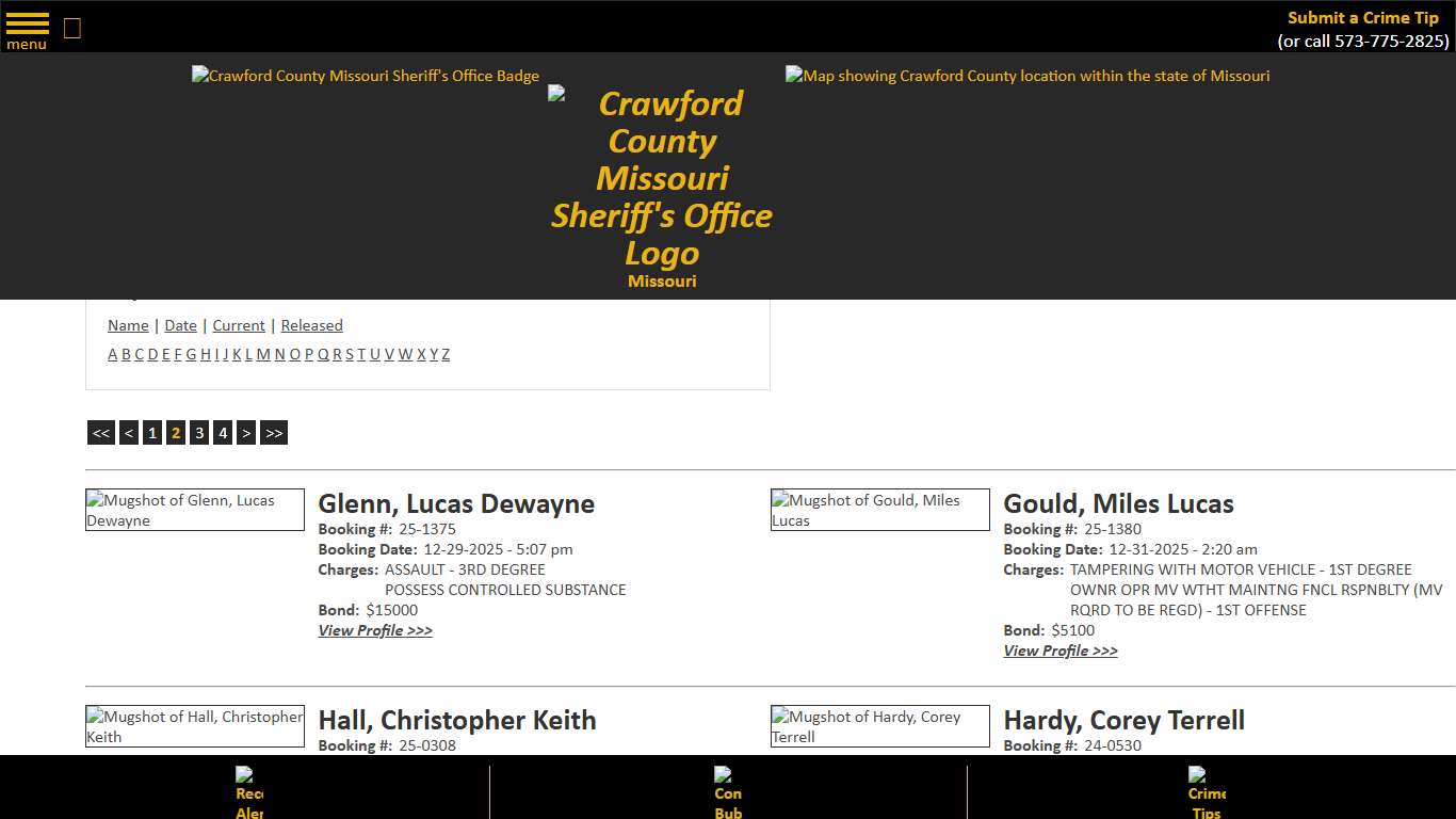 Inmate Roster - Page 2 Current Inmates - Crawford County Sheriff MO